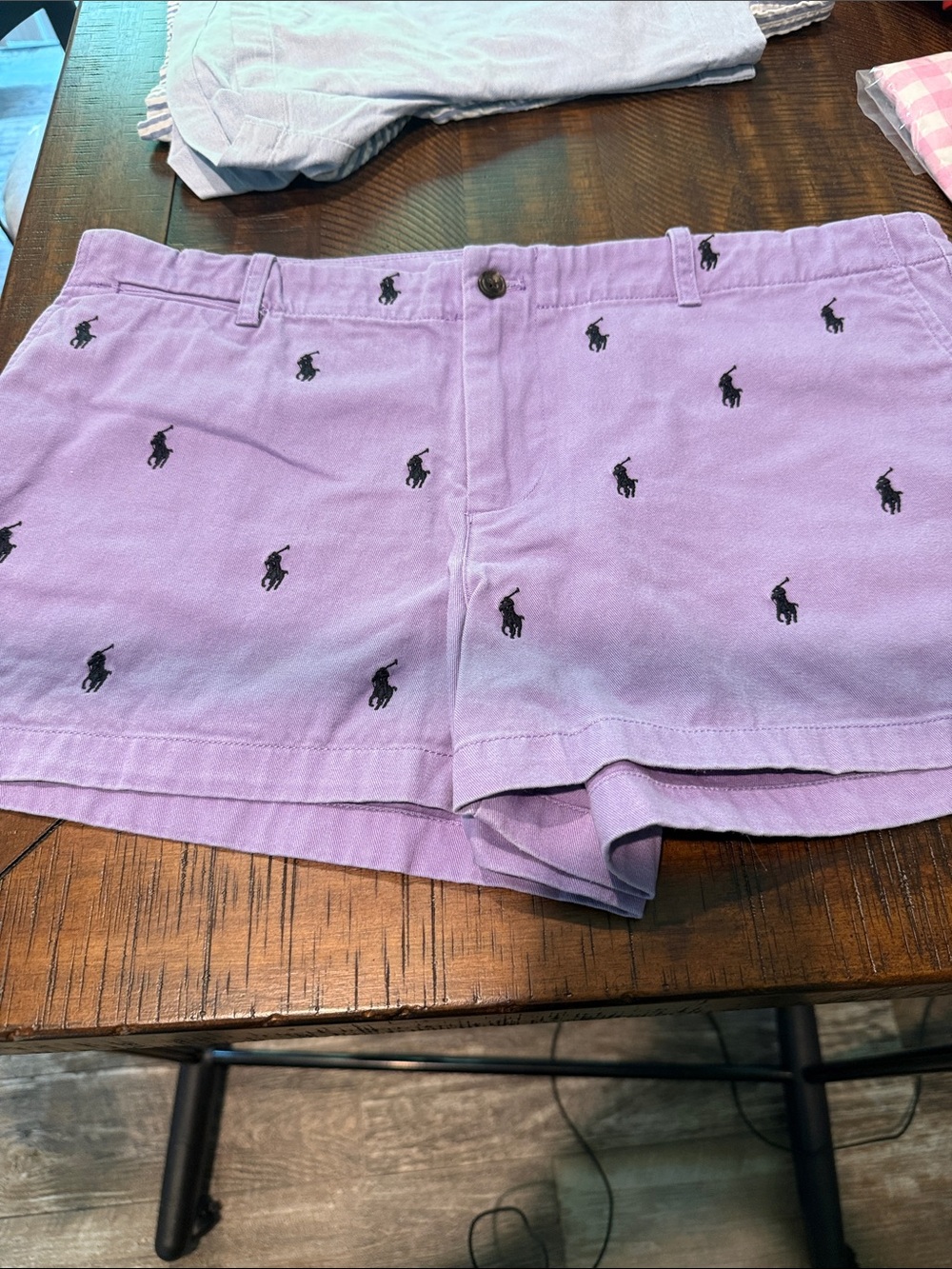 Ralph Lauren Lavender Polo Embroidered Jean Shorts